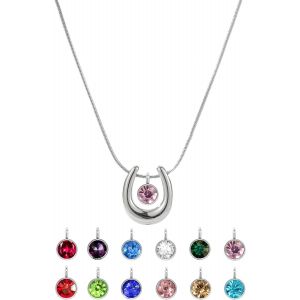 Kal-Femmes Argent Fer &Agrave; Cheval Collier, Pierre De Naissance Fille Pierre D'anniversaire Diamant Pendentif Femme Bijoux Anniversaire Cadeau Personnalis&eacute; Collier (Jun) - Neuf