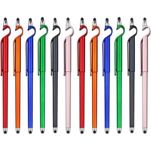 12-Piece 3-in-1 Touch Stylus Pen + Tablet Stylus + Ballpoint Pens, Portable Pen for All Touch Screen Devices, Phones, Tablets (Style 2) - Neuf