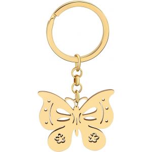Kal-Porte-Clés Papillon En Acier Inoxydable Pendentif Porte-Clés Papillon Cadeaux Pour Femme Filles Chaîne De Clés Porte-Monnaie De Voiture Charms - Neuf