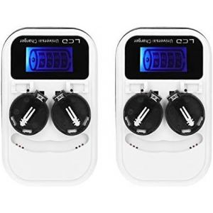CERU-2Pcs Lcd Bouton Chargeur De Batterie Écran Lcd Rechargeable Pour Bouton Li Batterie Lir2016 Lir2025 Lir2032 Ml2016 Ml2025 Ml2032 Cr2032 Eu Plug 100¿240V - Neuf