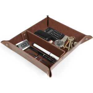 CAUC-- Vide Poche en Cuir - Bo&icirc;te de Rangement Pratique pour Portefeuilles, Montres, Cl&eacute;s, Pi&egrave;ces de Monnaie, T&eacute;l&eacute;phones Cellulaires et &Eacute;quipement de Bureau - Neuf