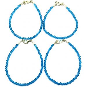 Bracelet Unisexe En Forme De Rondelle &Agrave; Quartz Topaze Bleue,Coupe Facett&eacute;e,Cha&icirc;ne Empilable,7 Pouces,#Code (Brac_Cla_097),7 Inch,Pierre Argent Sterling M&eacute;tal,Quartz Topaze Bleue - Neuf