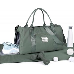 TIANYI-Sac de Sport Femme Homme Sac de Gym avec Compartiment de Chaussures et Poche Humide, Sacs de Voyage Weekender Duffle Bag Femme Cabas de Fitness Sports Gym Bag Sacs Polochon de Piscine,Vert Arm - Neuf