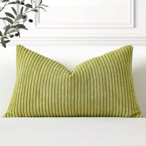 Lot De 1 Housse De Coussin En Velours Côtelé Décoratif Canapé Taie D'oreiller Douce Pour Maison Salon Chambre Lit Clic Clac Décoration 40x60cm Vert Sauge - Neuf