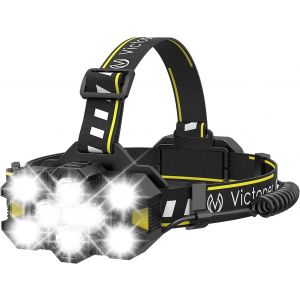 Mains Libres Lampe Frontale Rechargeable 10led 22000 Lumens 10 Modes Lampe Frontale Led Ipx4 Étanche 90° Réglable Pour Camping,Cyclisme,Activités De Nuit Noir - Neuf