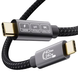 TIANYI-Câble USB4 avec Câble Thunderbolt 4 3m,40Gbps Câble de Données,240W 48V/5A,8K@60Hz 4K@144Hz Cable Thunderbolt 3 pour iPhone16,iPhone15,MacBook,Galaxy S24, Display USB C,iPad,Switch,VR - Neuf