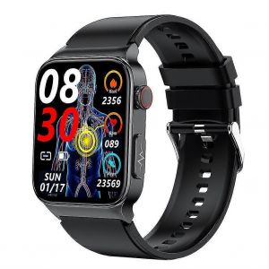 Montre connect&eacute;e E500 pour diab&eacute;tiques, avec ECG + PPG et HRV, pour hommes et femmes. Montre connect&eacute;e HD d&eacute;di&eacute;e &agrave; la sant&eacute; et au fitness, avec suivi de la fr&eacute;quence cardiaque, de la pression art&eacute;rielle et du sommeil. Bracelet en silicone noir. - Neuf