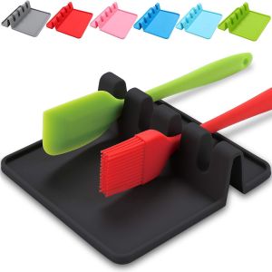Kal-Repose Cuillère Kitchen Repos Ustensile Pose Ustensiles Cuisine Louche Spatule Couvert Couvercle,Support En Silicone Avec Égouttoir,Outil Pour Protéger Plan De Travail,Crédence Et Plaque Cuisson( - Neuf