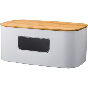 Chenquansarl-Boîte À Pain Comptoir Huche Corbeille À Pain Boîte À Pain Pour Cuisine Avec Couvercle En Bambou Boîte De Rangement Alimentaire Récipient Panier Avec Planche À Découper Métal Galvanisé Bl - Neuf