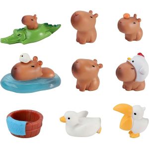 Mevronisshop-Lot De 10 Mini Figurines Capybara Pour Tableau De Bord De Voiture, D&eacute;coration De Maison De Poup&eacute;e, D&eacute;corations D'anniversaire, De Remise De Dipl&ocirc;me, De Jardin F&eacute;&eacute;rique Et Cadeaux D'anniv - Neuf