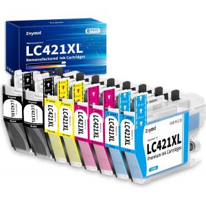 LC421XL Cartouche d'encre Compatible pour Cartouche Brother LC421 LC421XL LC-421XL LC-421XLVAL Pack pour Brother DCP-J1050DW DCP-J1140DW MFC-J1010DW Imprimante (Lot de 8) - Neuf