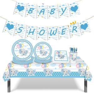 Éléphant Bleu Éléphant Petit Éléphant Thème De Fête Fête D'anniversaire Pour Enfants Gobelet En Carton Nappe Fête - Neuf