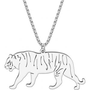 Kal-Collier De Tigre En Acier Inoxydable Plaqué Or 18k Pour Femmes Filles Enfants Pendentif Léopard Cadeaux Pour Les Amoureux Des Animaux - Neuf