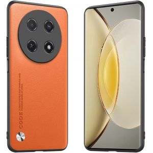 Kal-&Eacute;tui Adapt&eacute; &Agrave; Honor Magic7 Lite 5g / Honor X9c (6.78""), Housse Coque En Cuir M&eacute;tallique De La S&eacute;rie Code - Orange - Neuf