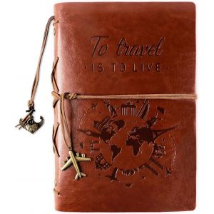 Carnet De Note Cuir A5 Journal À Spirale Rechargeable Vintage Carnet De Voyage Brun Rétro Agenda Croquis Dessin Cadeau Pour Anniversaire Noël Fille Garçon Ami Proche (To Travel Is To Live) - Neuf