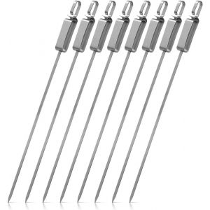 En Acier inoxydable BBQ Brochettes - 8 Pack de Viande et de Légumes Brochettes de - Brochettes en Métal avec Curseur pour BARBECUE - 41cm - Neuf