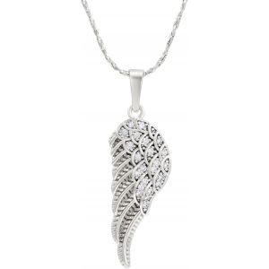 Kales-Collier Aile Plume Pendentif Femme Collier Argent 18k Or Ailes D'ange Bijoux En Zircone Cubique Collier Cadeau Longueur 30cm - Neuf