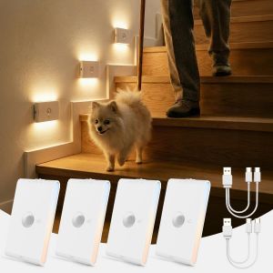 Subzonal-Veilleuse Detecteur De Mouvement & Capteur De Cr&eacute;puscule, Lampe Rechargeable Usb 3 Mode Auto On/Off, Lumiere Led Interieur R&eacute;glable 3 Temp&eacute;ratures De Couleur Pour Couloir, Escalier, Chambre, - Neuf