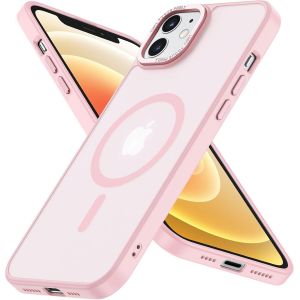 Store-Magnétique Coque Pour Iphone 12,12 Pro (6,1 Pouces),Compatible With Magsafe Antichoc Ultime¿Magnétisme Puissant Et Protection Militaire -Etui Translucide Mat-Rose - Neuf