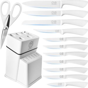 Oayew-Kitchen Knife Block Set, Knives Set With Knife Holder, Professional Japanese Chef Knife Set, Stainless Steel Steak Knives, Paring Bread Carving Slicing Knife - Neuf