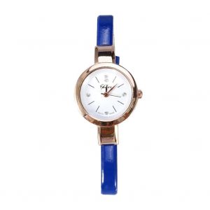Fashionable Lady Female Dressing Ultra-Fine Strap Quartz Wrist Watch Montre-Bracelet (Bleu) - Neuf