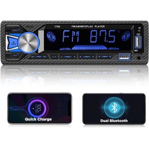 Radio Bluetooth 1 Din avec Fonction Mains Libres - Radio 1 Din avec Interface ISO prenant en Charge 7 r&eacute;tro&eacute;clairages color&eacute;s, Interface FM, USB, AUX et Carte SD - Neuf