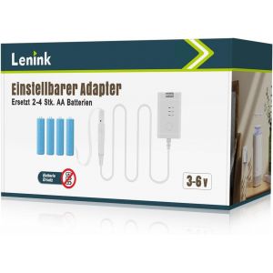 Adaptateur de batterie r&eacute;glable 3-6 V de rechange pour 2 &agrave; 4 piles AA pour thermom&egrave;tre, station m&eacute;t&eacute;o, sonnette sans fil, r&eacute;veil, lumi&egrave;re LED, d&eacute;coration, etc. (1,8 m, blanc) - Neuf
