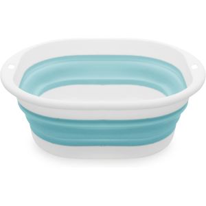 Mdy-Support De Lavabo Portable, En Plastique, Pliable, Gain De Place, Boîte De Rangement Pliable Avec Trous De Suspension (Bleu Blanc, L) - Neuf