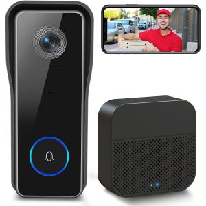 Sonnette Sans Fil Avec Cam&eacute;ra, 2K Hd Wifi Sonnette Sans Fil Ext&eacute;rieure &Eacute;tanche Avec Batterie Visiophone Avec Carillon, D&eacute;tection De Mouvement Pir, Audio Bidirectionnel, Support Cloud Et Sd - Neuf
