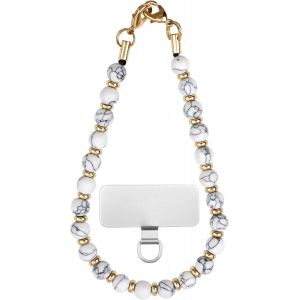 KAL-Dragonne De Téléphone En Perles, Sangle De Téléphone Perlée Amovible Avec Étiquette D'Attache En Métal Sans Colle Bracelet De Téléphone Mains Libres Pour Femmes Et Filles - Neuf