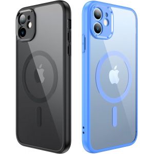 TRAHOO-Magn&eacute;tique Coque pour iPhone 11 Compatible avec MagSafe, [2 Pi&egrave;ces] Protection Antichoc Militaire Etui Anti Rayures Transparente Arri&egrave;re Housse Case pour iPhone 11(Noir et Bleu) - Neuf