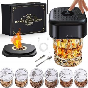 Ulteronixshop-Kit de fumoir &agrave; whisky &eacute;lectrique &iquest; Cadeaux de whisky pour homme, kit de cocktail &eacute;lectrique rechargeable, fum&eacute; &agrave; l'ancienne pour anniversaire, anniversaire de mariage, mari, cadeau d'a - Neuf