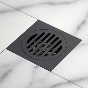 Siphon De Sol Baignoire Couvercle De Vidange Amovible pour Salle De Bains Salle De Douche Toilette Carrée Crépine De Jardin Antirouille Acier Inoxydable Noir 10x10 cm - Neuf