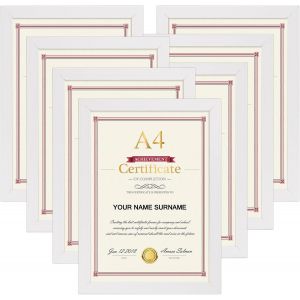 CMWX-Cadre Photo A4 Blanc Lot de 7, Cadre A4 pour 29,7x21 cm pour Certificats Diplômes et Peintures - Neuf