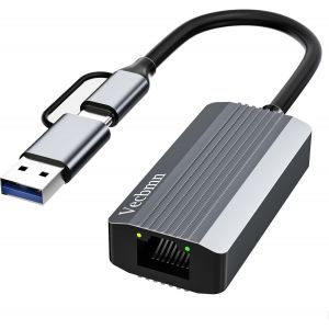 KAL-Adaptateur Usb Ethernet, 2-En-1 Adaptateur Usb 3.0 Et U-S-B C Vers Rj45 R&eacute;seau Lan, Rj45 10/100/1000 Gigabit Lan Adapter Compatible Pour Macbook, Windows, Linux, Laptop, Ipad, Iphone - Neuf