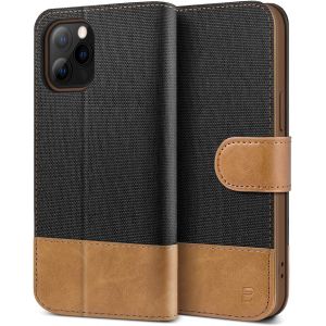 KALANKA-BEZ Coque pour iPhone 12 Pro, Etui pour iPhone 12 / iPhone 12 Pro Housse en Cuir de Protection, Portefeuille en Cuir Polyur&eacute;thane, Crochet, Pochette pour Monnaie, Fermeture Magn&eacute;tique, Noir - Neuf
