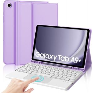 &Eacute;tui Clavier Pour Samsung Galaxy Tab A9 Plus 11 Pouces 2023, Bluetooth Magn&eacute;tique Amovible Coque Avec Pav&eacute; Tactile, Samsung Tab A9 + Azerty Fran&ccedil;ais Clavier Coque, Violet Clair - Neuf