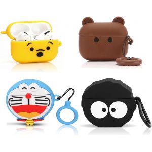 LORANKA-&Eacute;tui de protection en silicone pour AirPods Pro de 2e/1&egrave;re g&eacute;n&eacute;ration (2022/2019), avec mousqueton, motif mignon, pour gar&ccedil;ons et filles (B+W+F+A) (lot de 4) - Neuf