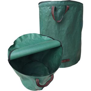 SUBZONAL-2x120L Sac &agrave; D&eacute;chets Verts de Jardin avec Couvercle, R&eacute;sistant, Ind&eacute;chirable, R&eacute;utilisable, avec Poign&eacute;es - Id&eacute;al pour Feuilles, Pelouse Coup&eacute;e, V&eacute;g&eacute;taux - Neuf