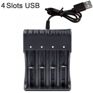 18650 Chargeur De Batterie Noir 1 2 4 Emplacements Ac 110v 220v Double Pour 18650 Charge 3.7v Chargeur De Batterie Au Lithium Rechargeable--4 Slots Usb - Neuf