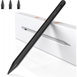 Stylet Compatible avec iPad 2018-2025, Stylet Magn&eacute;tique Haute Pr&eacute;cision, Recharge Rapide 15 Min, Rejet de Paume, Sensibilit&eacute; &agrave; l'Inclinaison, pour iPad Pro/Air/Mini/6-11 G&eacute;n&eacute;ration - Noir - Neuf