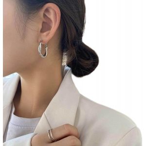 Kal-Boucles D'oreilles Cerceau Torsad&eacute; Boucles D'oreilles Argent&eacute;es Vintage Boucles D'oreilles Cerceau L&eacute;g&egrave;res G&eacute;om&eacute;triques Rondes Boucles D'oreilles Cerceau &Eacute;pais Bijoux Pour Femmes - Neuf