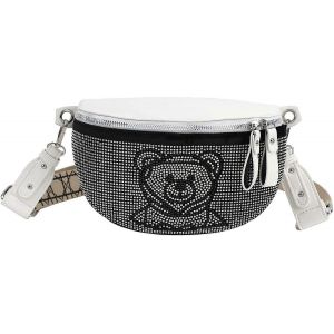 Ours mignon Fanny Pack Bling Strass Taille Pack Sac de poitrine T&eacute;l&eacute;phone Sac &agrave; mainBlanc - Neuf