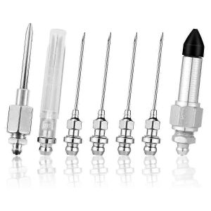 Ensemble de 7 embouts d'aiguille de pistolet à graisse avec 5 pointes et distributeur pour une lubrification de précision - Neuf