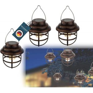 Kaltd-Lot De 3 Lampes Solaires Pour Extérieur Et Jardin-Décoration De Jardin À Suspendre-Petite Lanterne Solaire À Suspendre-Lampe Solaire De Balcon Résistante Aux Intempéries-Lanterne Solaire - Neuf