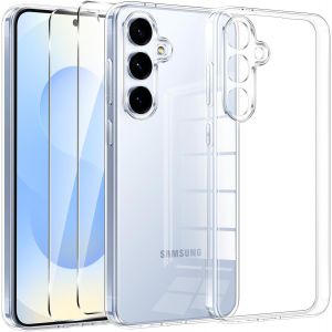 KAL-Couqe Pour Samsung Galaxy S25 Plus 5G Avec 2 Pi&egrave;ces Verre Tremp&eacute; Protection &Eacute;cran, Transparente Silicone Tpu Bumper Housse Pour Samsung S25 Plus, Antichoc Anti-Rayures Hd Clair &Eacute;tui Case - Neuf