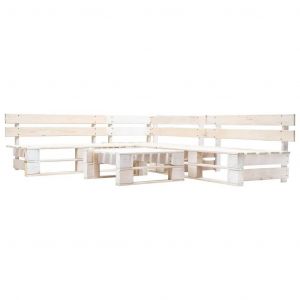 Prolenta Premium - Salon De Jardin Palette 4 Pcs Bois Blanc - Neuf
