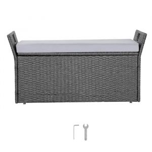 Banc De Rangement Ext&eacute;rieur En Rotin Synth&eacute;tique Avec Coffre De Jardin 151 L-Duoku-Si&egrave;ge De Terrasse Avec Coussin - Neuf