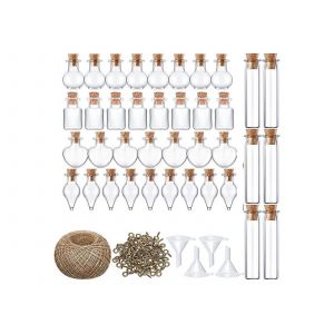 50 Mini Bocaux En Verre Avec Bouchons En Li&egrave;ge Pour Loisirs Cr&eacute;atifs Et D&eacute;corations - Neuf