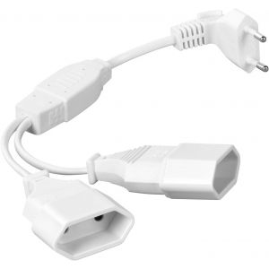 rallonges d'alimentation,30cm 2 en 1 C&acirc;ble d'extension de Prise d'extension EU,0,75 mm&sup2; Max. 2.5A/250V Fiche Euro vers Prise Euro pour Ordinateur,TV,PC,Blanc.[Y24] - Neuf